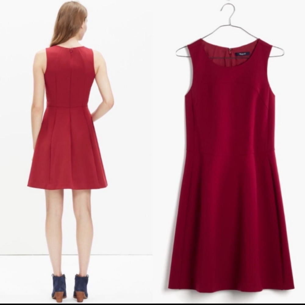 Madewell red fit & flare dress 4